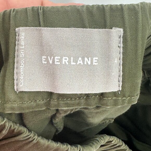 Everlane Olive Wide Leg Stretch Waist Womens Pants Size 4 Cotton Blend - Picture 5 of 6